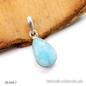 Anhänger Larimar 1,6 cm an Silberfassung. Unikat