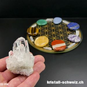 Chakra-Rad Blume des Lebens mit Lemurian Bergkristall Spitzen. Unikat