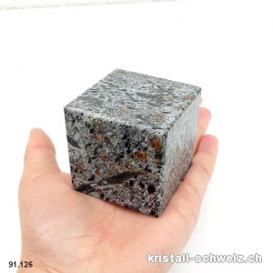 Granat Hornblende in Schiefer Matrix Schweiz, Würfel 5,2 x 5,2 cm. Unikat