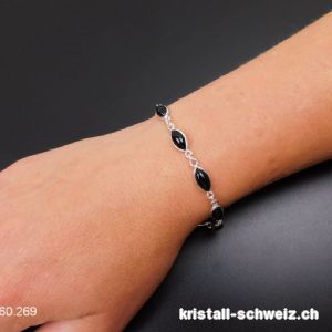 Armband Onyx schwarz aus 925 Silber. AA-Qual.