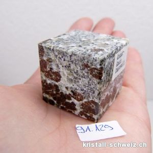 Granat in Gneiss Matrix Schweiz, Würfel 3 x 3 cm. Unikat