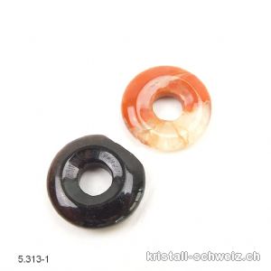 1 Onyx natur - 1 Karneol, Donut 1,5 cm. Sonderangebot