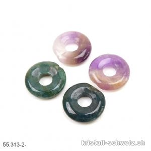 1 Amethyst - 1 Moosachat, Donut 1,5 cm. Sonderangebot