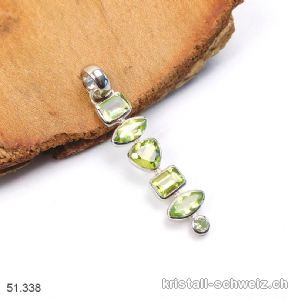 Anhänger Peridot - Olivin facettiert aus 925er Silber platiniert