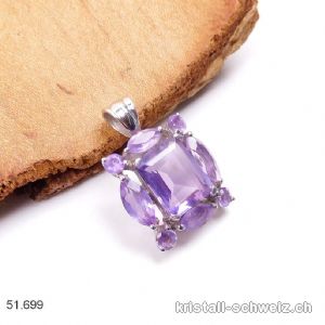 Anhänger Amethyst facettiert an 925er Silberfassung. Unikat