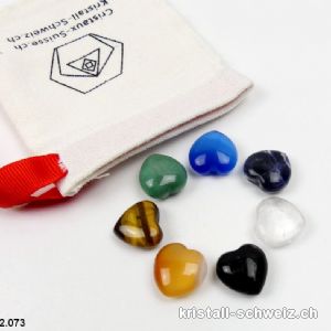 Chakra Reisebeutel mit 7 kleine Herzen 1,6 cm