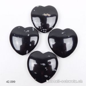 Herz Schneeflocken Obsidian flach 3,5 cm