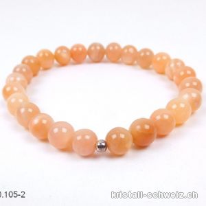 Armband Mondstein orange 8 mm / 19 cm. Unikat, A-Qual.