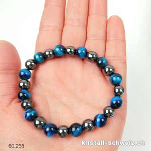 Armband Tigerauge blau - Hämatit 8 - 8,5 mm / 19 cm