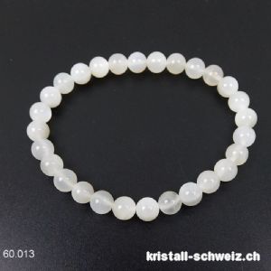 Armband Mondstein silber-creme 6,5 mm / 18 cm. A-Qual.