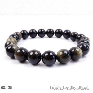 Armband Obsidian gold 10 mm / 21 cm. Grösse L