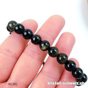 Armband Obsidian gold 8 mm / 21 cm. Grösse L