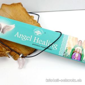 Set Räucherstäbchen Angel Healing u. Engel-Anhänger Rosenquarz