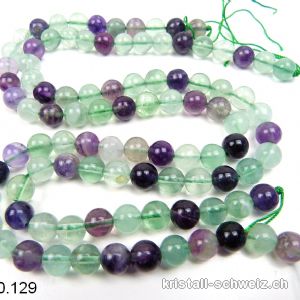 Strang Fluorit grün und violett 8,5 mm / 38 cm, ca. 45 Kugeln