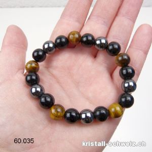 Armband Tigerauge-Hämatit-Obsidian 10 mm/19,5 - 20 cm