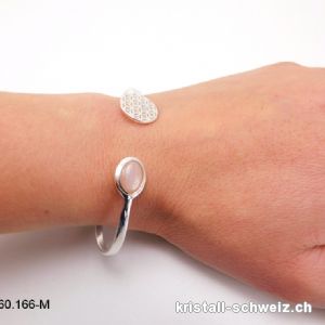 Armband Mondstein orange - Blume des Lebens aus 925 Silber, 17-18 cm