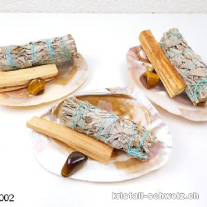 Reinigung-Set Muschel, weisser Salbei, Palo Santo, Tigerauge. Sonderangebot