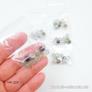 10 x Fluorit grün und violett - Dominanz, Kugeln gelocht 6 mm