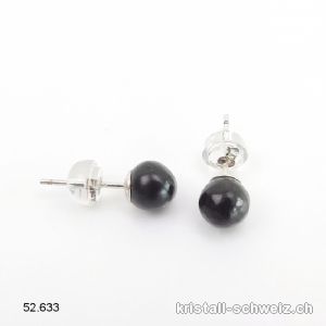 Ohrstecker Schungit Kugel 5 - 6 mm aus 925 Silber Rhodiniert. Sonderangebot