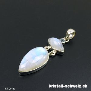 Anhänger Mondstein Regenbogen u. Topas aus 925 Silber. Einzelstück