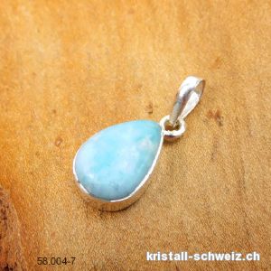 Anhänger Larimar 1,6 cm an Silberfassung. Unikat