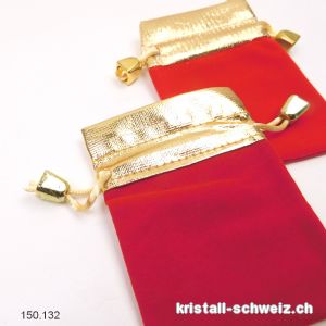 1 Samtbeutel Rot - Gold ca. 9 x 7 cm. Sonderangebot