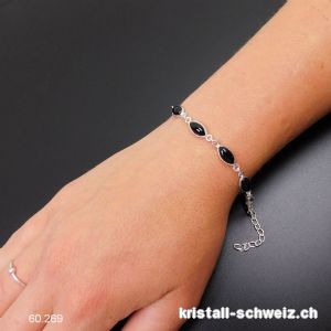 Armband Onyx schwarz aus 925 Silber. AA-Qual.