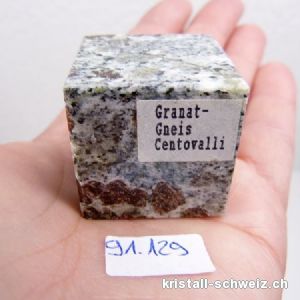 Granat in Gneiss Matrix Schweiz, Würfel 3 x 3 cm. Unikat