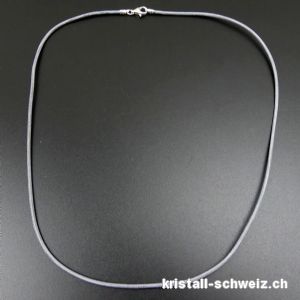 Lederkette grau mit Silberverschluss. L. 45 cm