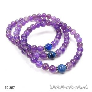 Armband Amethyst - Kyanit blau 6 mm / 18,5 cm