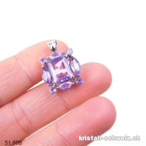 Anhänger Amethyst facettiert an 925er Silberfassung. Unikat