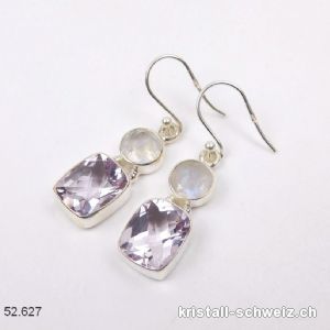 Ohrhänger Amethyst - Mondstein aus 925er Silber. Einzelpaar