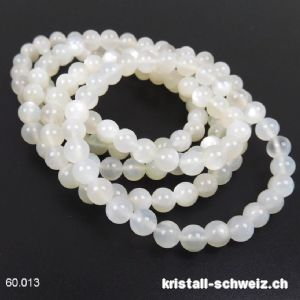 Armband Mondstein silber-creme 6,5 mm / 18 cm. A-Qual.