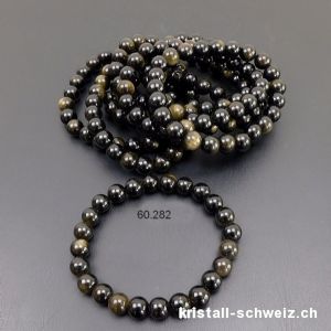 Armband Obsidian gold 8 mm / 21 cm. Grösse L