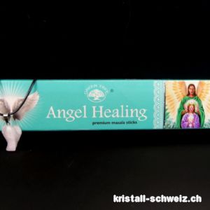 Set Räucherstäbchen Angel Healing u. Engel-Anhänger Rosenquarz