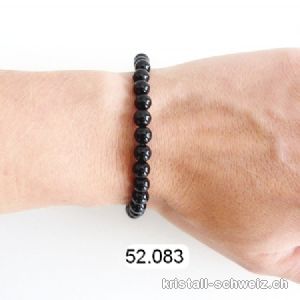 Armband Onyx schwarz 6 - 6,5 mm, elastisch 19 cm. Grösse ML