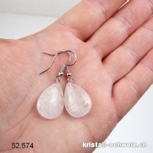 Ohrhänger Tropfen Bergkristall - weisse Quarz 2 cm. Sonderangebot