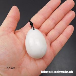 1 Ei YONI Jade weiss 4,5 x 3 cm. Grösse L. Gebohrt