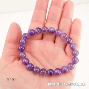 Armband Amethyst 8 - 8,5 mm / 19 cm. Gösse M-L