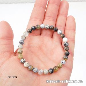 Armband Opal mit Dendriten 6,5 mm, elastisch 17,5 - 18 cm