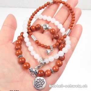 3 Armbänder DYNAMISMUS, Jaspis rot u. Jade weiss. SONDERANGEBOT