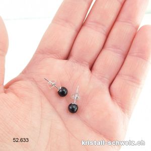 Ohrstecker Schungit Kugel 5 - 6 mm aus 925 Silber Rhodiniert. Sonderangebot