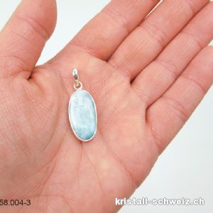 Anhänger Larimar 2,4 cm an Silberfassung. Unikat