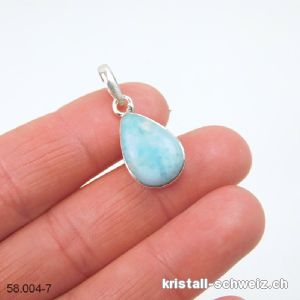 Anhänger Larimar 1,6 cm an Silberfassung. Unikat