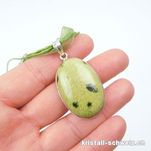 Anhänger Jade Serpentin Chyta in Silberfassung, mit Organzakette GRATIS