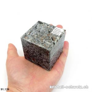 Granat Hornblende in Schiefer Matrix Schweiz, Würfel 5,2 x 5,2 cm. Unikat