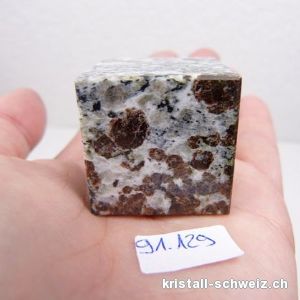 Granat in Gneiss Matrix Schweiz, Würfel 3 x 3 cm. Unikat