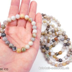 Armband Achat natur bunt 8,5 mm / 18,5 - 19 cm