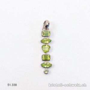 Anhänger Peridot - Olivin facettiert aus 925er Silber platiniert