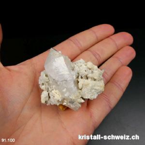 Bergkristall Doppelender auf Fels Schweiz. Einzelstück